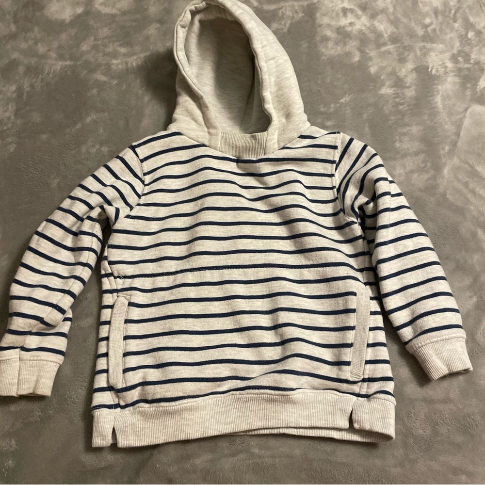 Zara hoodie - size 4/5 - Navy and cream/gray heathered stripe
